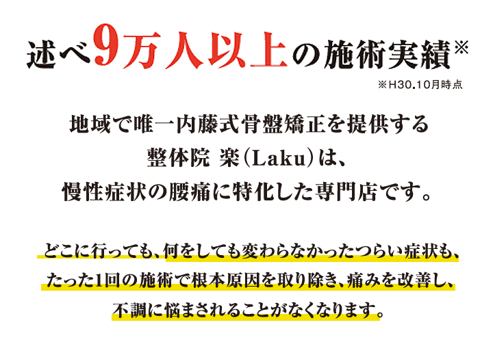 慢性症状の腰痛に特化した専門店